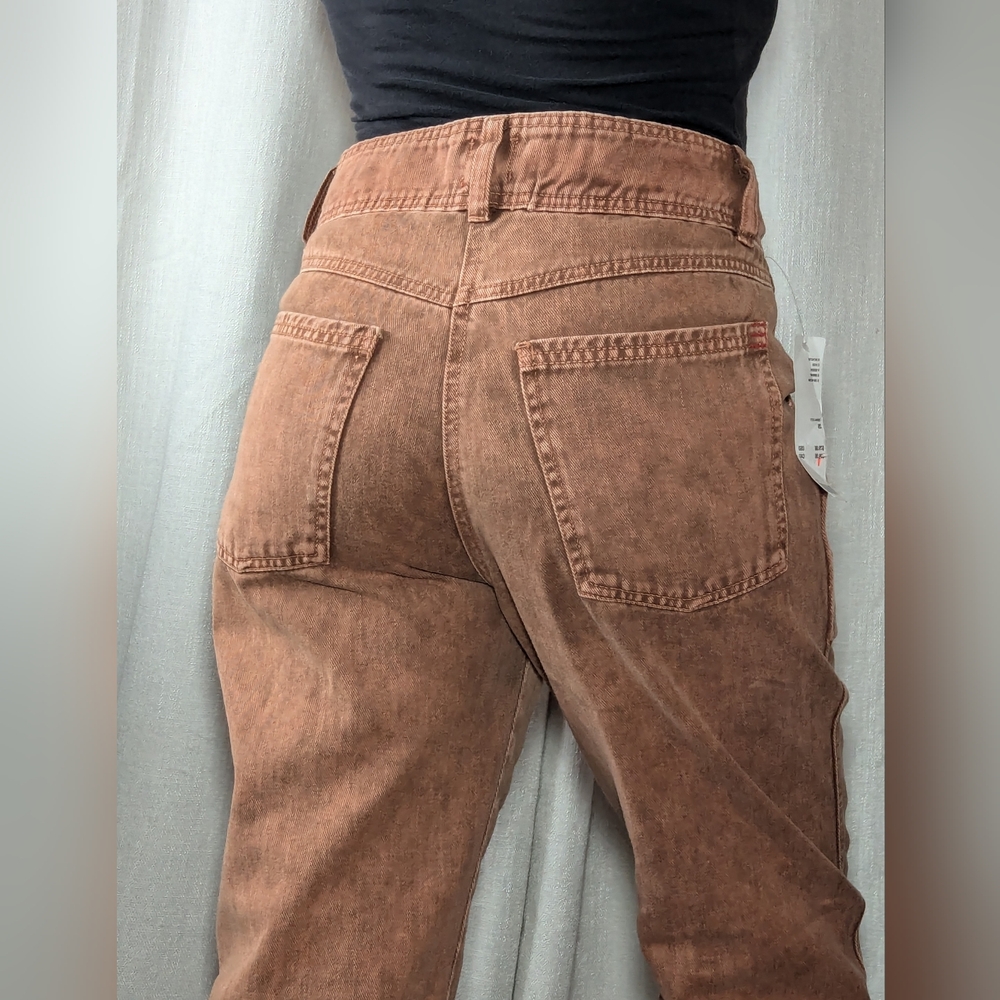 High Waisted Wide Leg Terra Cotta Jeans